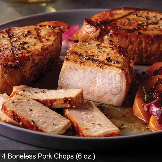 Omaha Steaks Steakhouse Favorites, 29 Items | 4 each: top sirloins, chicken breasts, pork chops, filet mignon burgers, jumbo franks, potatoes, tartlets; 1 seasoning