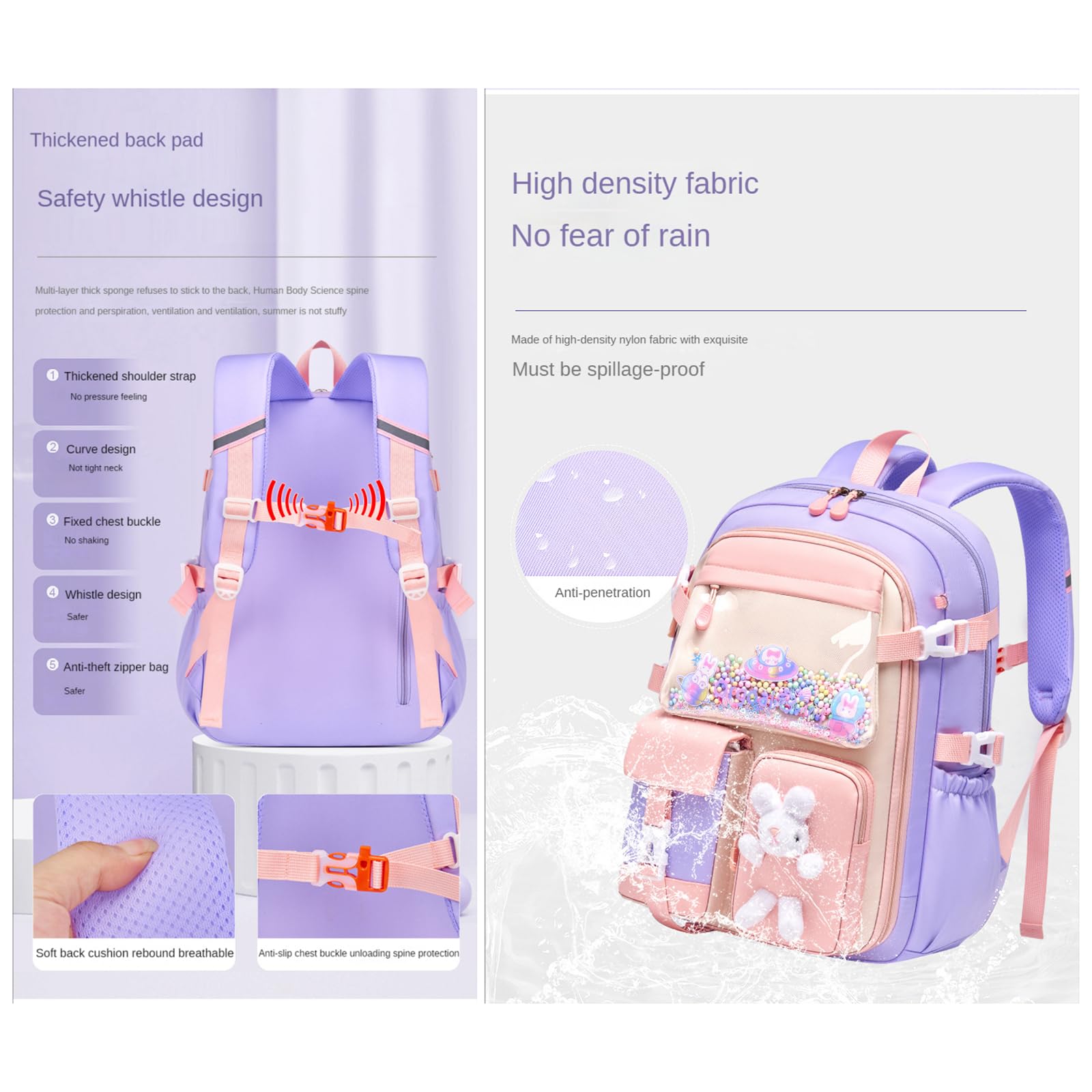 NOGRAX Cartable Sac D'école Primaire Sac D'école Fille Sac À Dos Léger Pour Enfants Sac À Dos Sac À Dos Grande Capacité