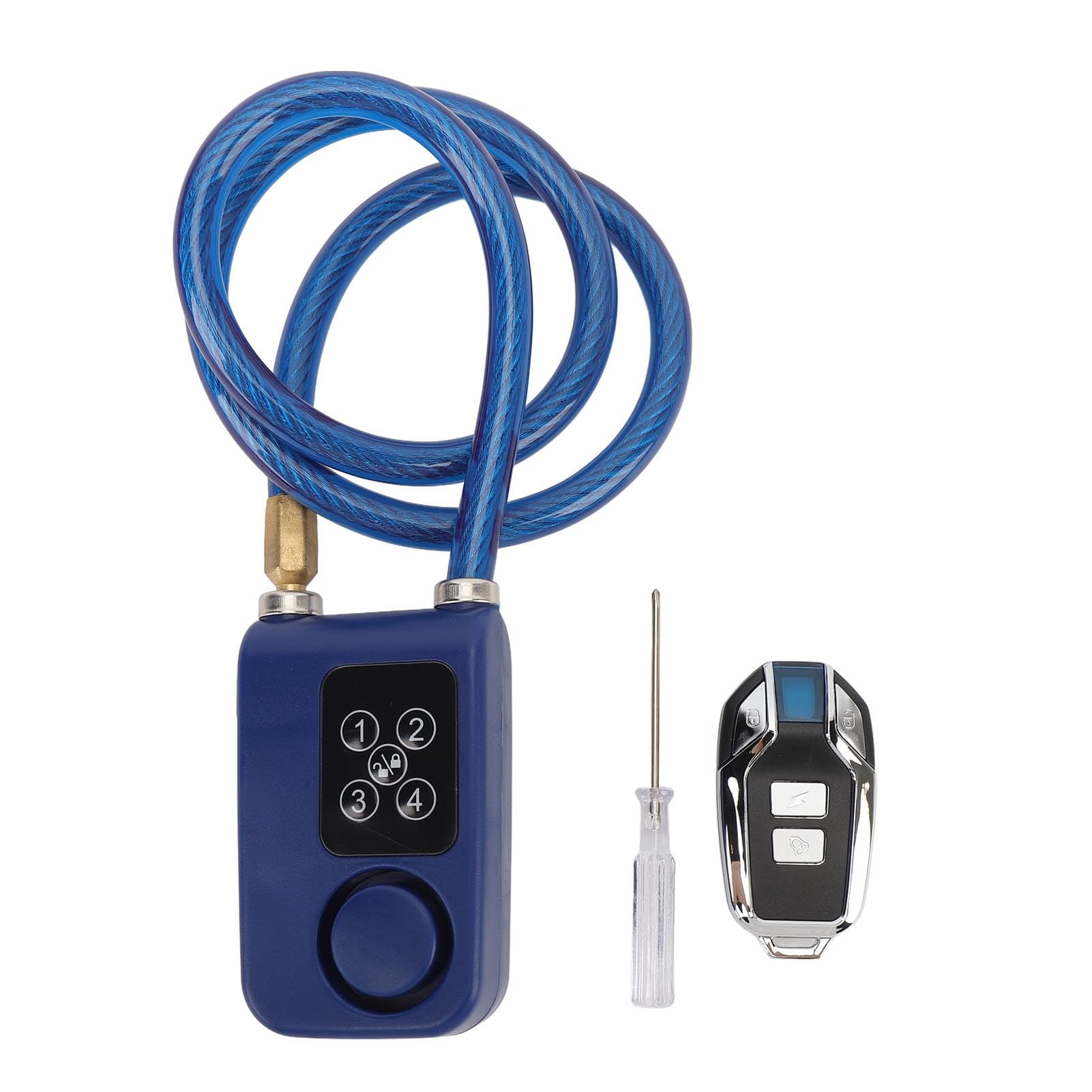 Lucchetto per Bici con Allarme, Lucchetto a Catena Antifurto con Password e Lunghezza Cavo da 31,5 Pollici, Antifurto Wireless con Allarme Oltre 110 DB (BLUE)