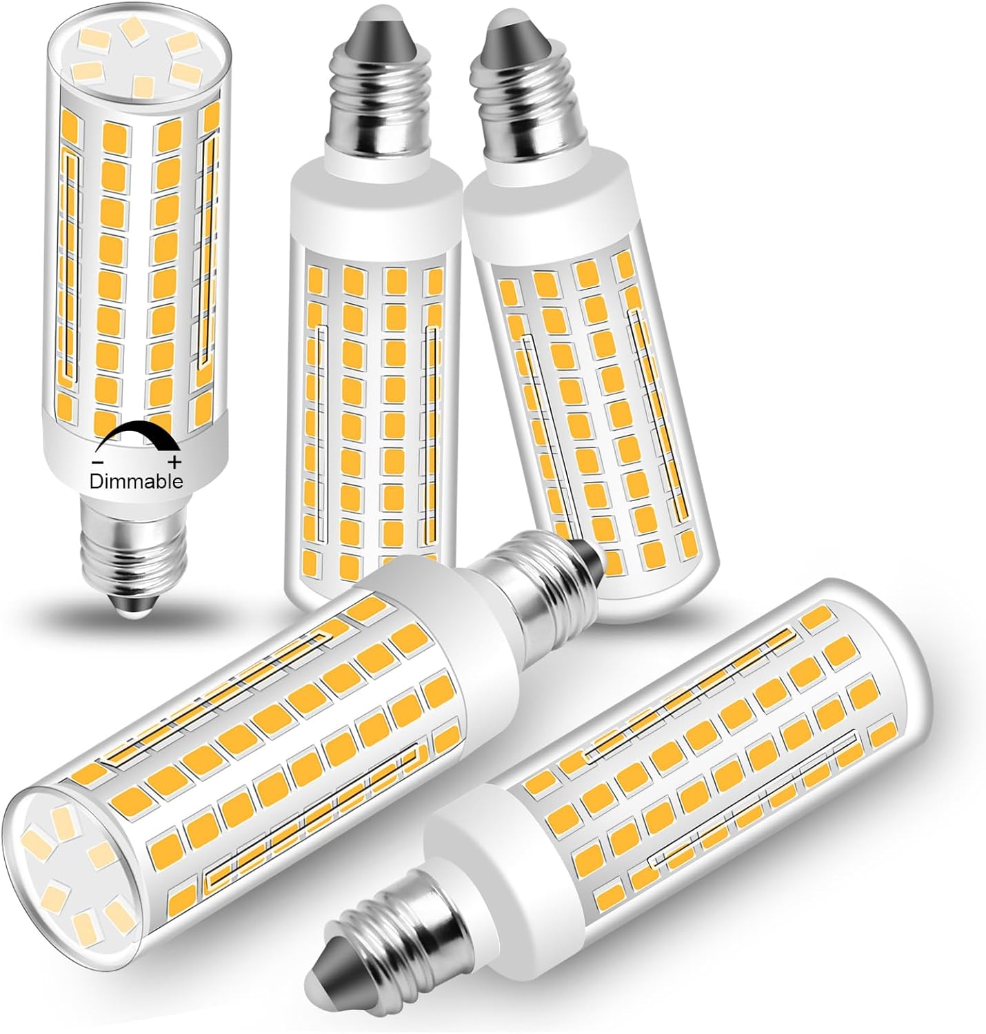 JDE11 Led Bulbs, 120V 50W Halogen Equivalent Dimmable,T3 T4 Mini Base JD E11 Bulb, 3000K Warm White 5W 650lm E11 for Chandeliers, Candelabra, Ceiling Fan, Cabinet Lighting, 5-Pack