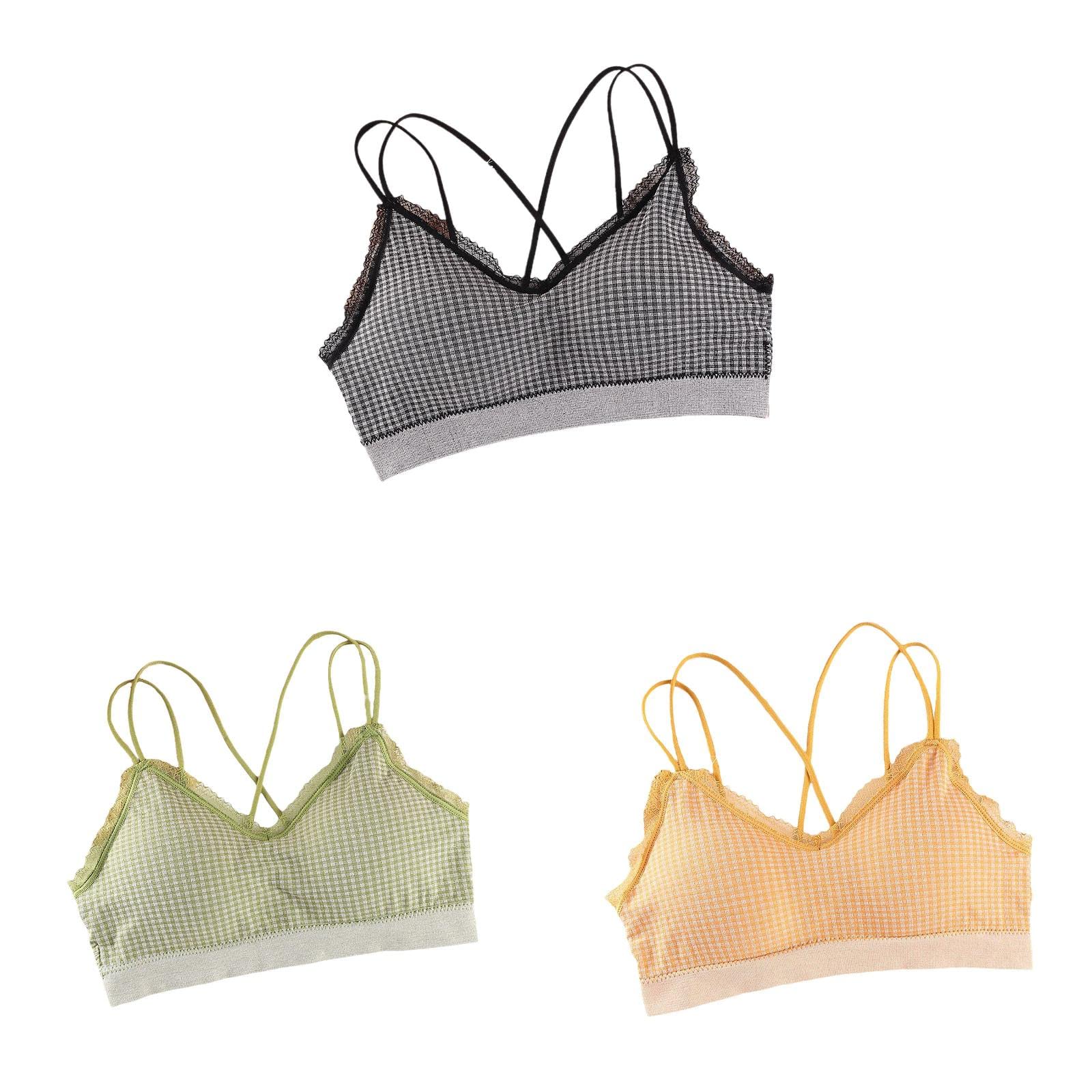 Sundaylike life Sport Bra Teen Girls' Bra With Removable Cookies Spaghetti Strap Sports Bra Training Bra Crop For Girls Multicolor Panties Girls Size 6