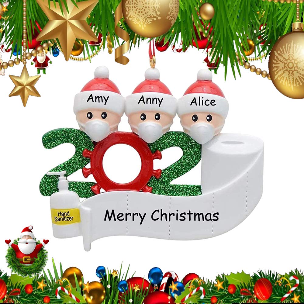 SMELIFE Christmas Ornament 2020 Personalized Survived Family Christmas Decorations Indoor, Customized Family Members Name Christmas Tree Decorations Pendant DIY Creative Gift (Family of 3)