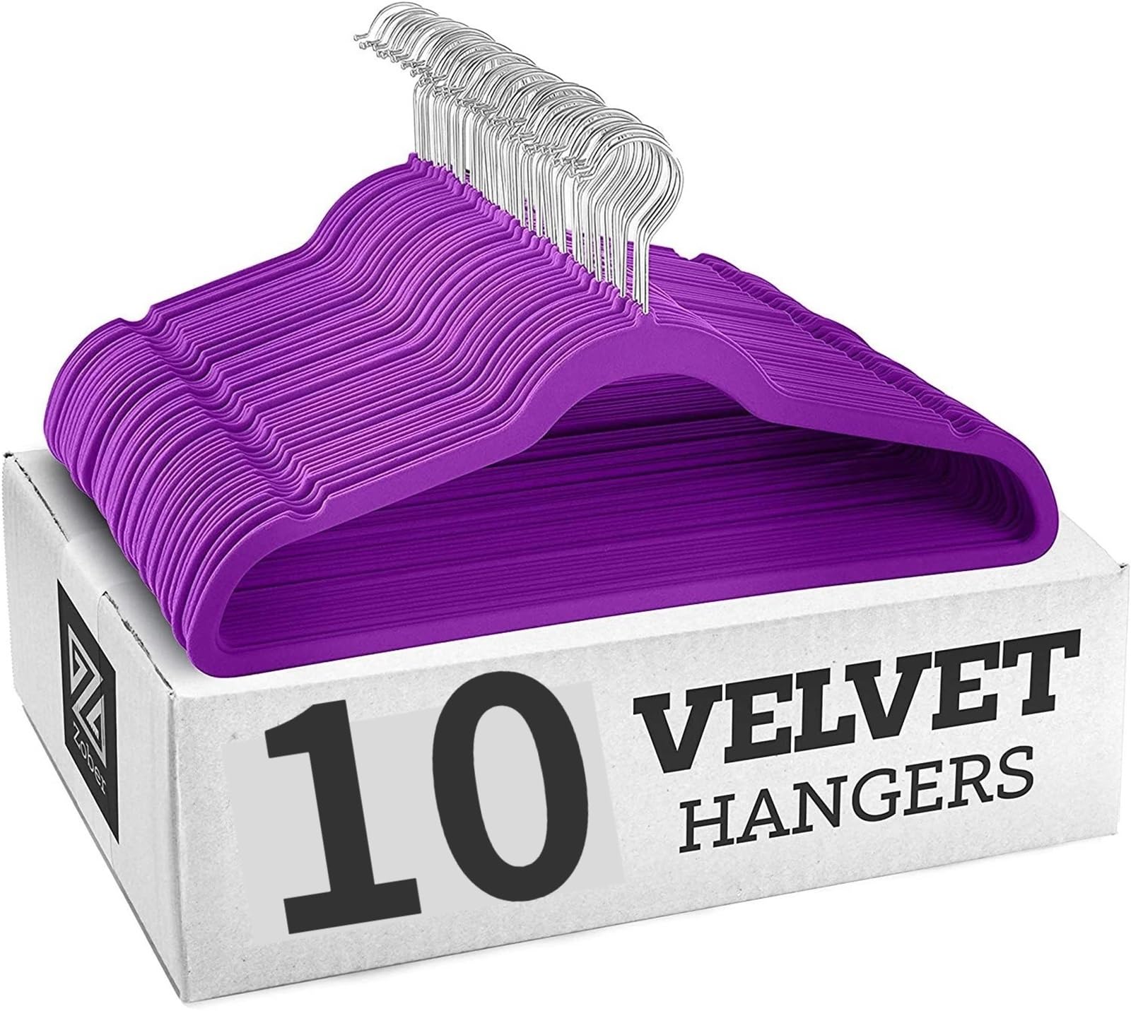 Beflockte Kleiderbügel – dünne, rutschfeste Samt-Kleiderbügel für Anzüge, Jacken, Hemden, Hosen und Mäntel, platzsparender Organizer für Zuhause, Violett, 10 Stück