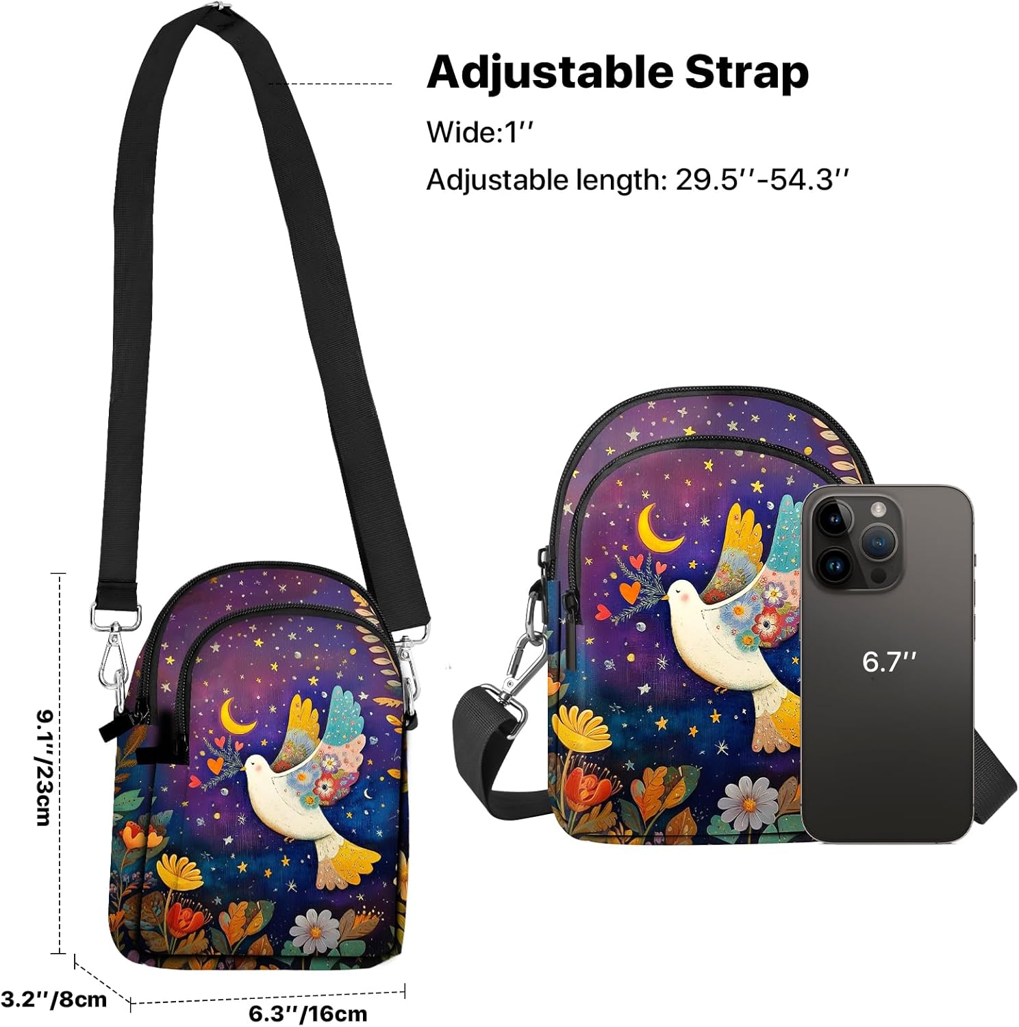 Crossbody Bags for Women Cell Phone Crossbody Bag Casual Over Shoulder Handbag Purse Lightweight with Adjustable Strap - Image 4