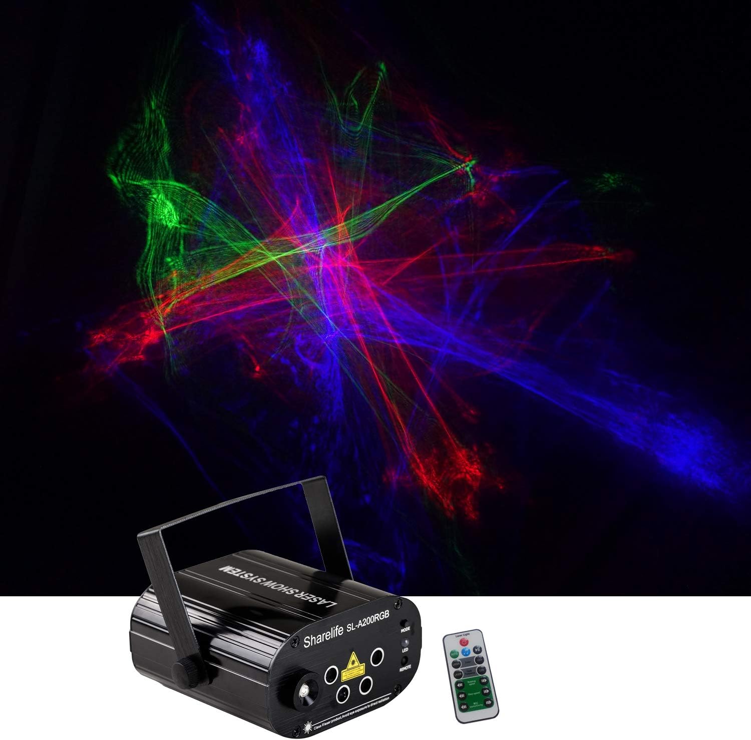 Mini 4 Lens RGRB Hypnotic Aurora Laser Effect Mixed Blue LED Background Projector Light Remote Music Auto for DJ Party Show Home Gig Stage Lighting SL-A200RGB