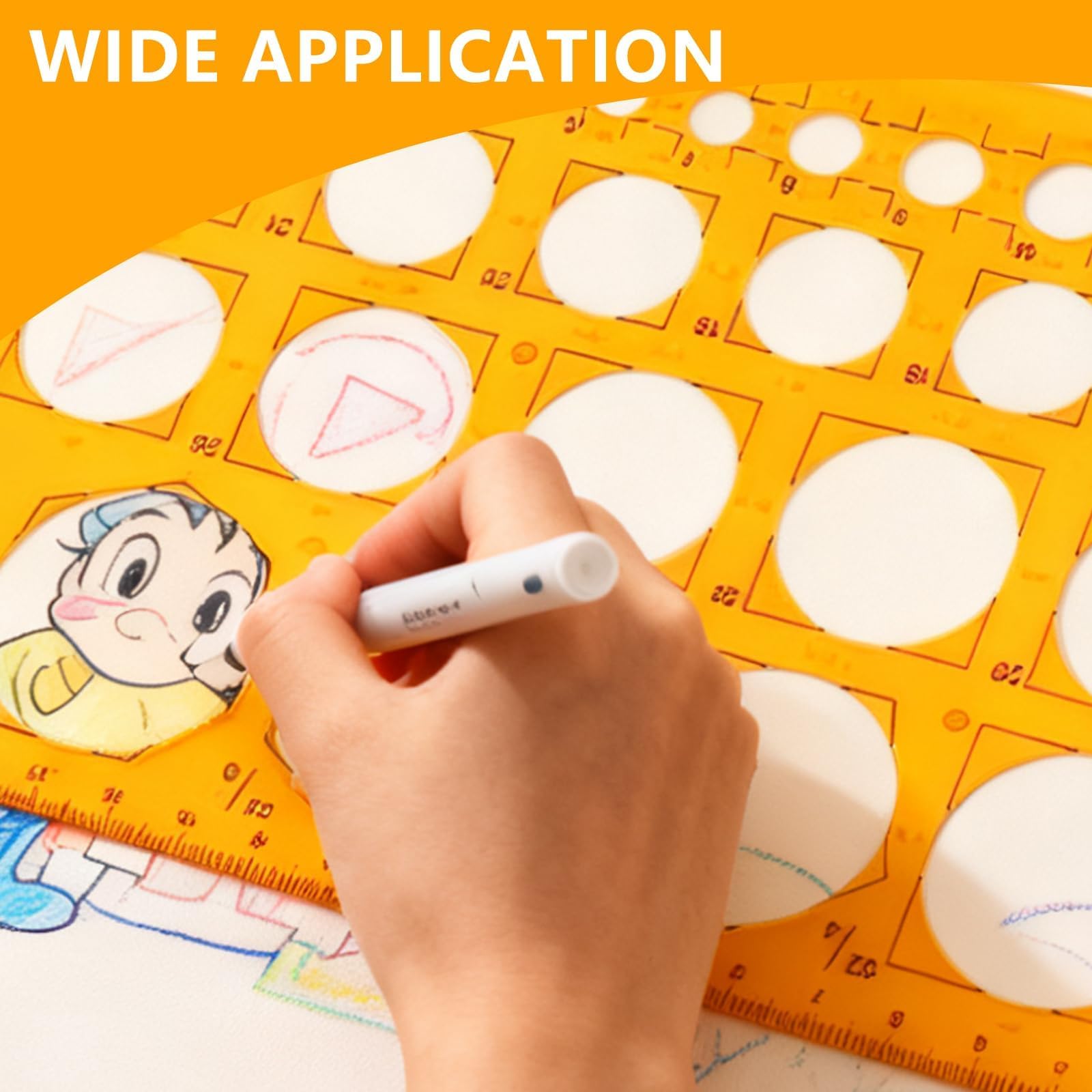 2 Piezas Plantillas para Dibujar, Plantilla Circulos Circular de plástico dibujo Reutilizables Simple y práctico, no es fácil de romper Unidades Regla Circular con 36 y 7 Círculos para Oficina Escuela