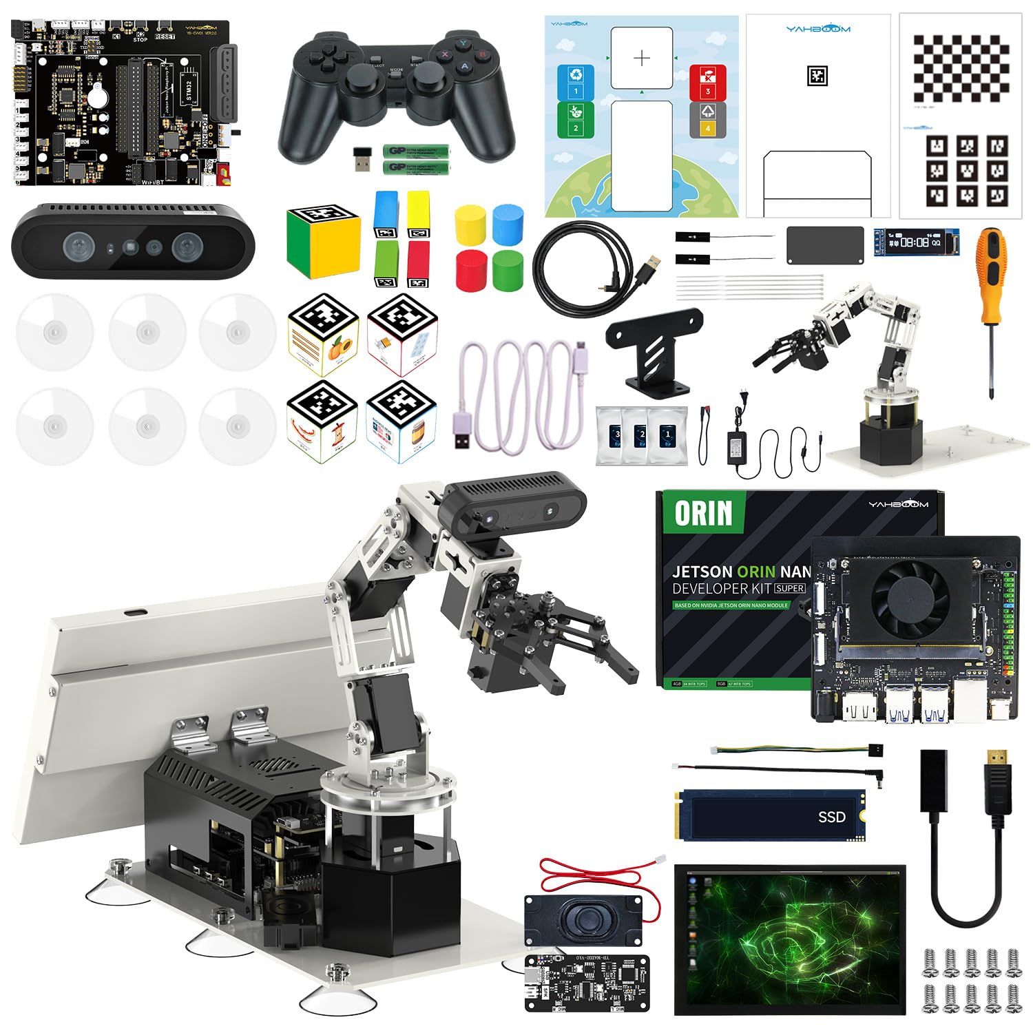 Yahboom 6DOF Robotic Arm 3D Recognition Scanning,Depth Camera Visual Recognition AI Visual Recognition Technology with Orin Nano Super 8GB Supports Large AI Model