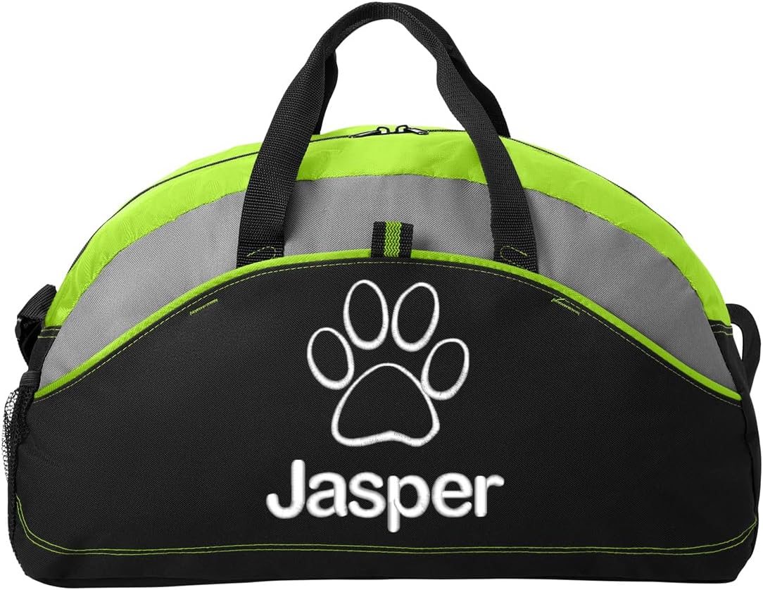 Personalized Dog Duffel Bag, Paw Print, Pet Lover Gift, Custom Pet Bag with Monogrammed Name, Black
