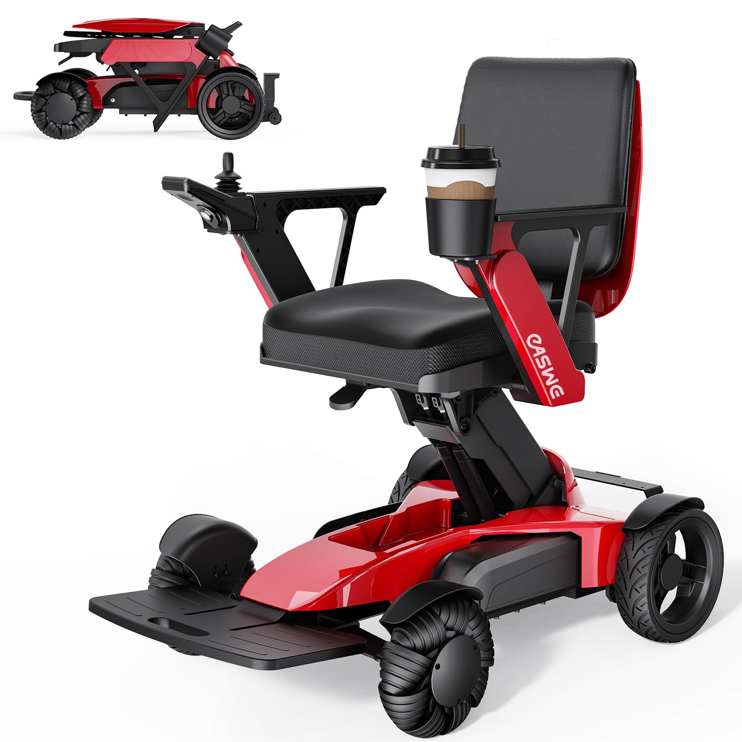 Intelligent Electric Powered Wheelchairs for Adults 15.7"-23.6" Height Adjustable, Upgraded Memory Foam Seat Cushion and Backrest / 400W Brushless Motors, Foldable Motorized Wheelchair