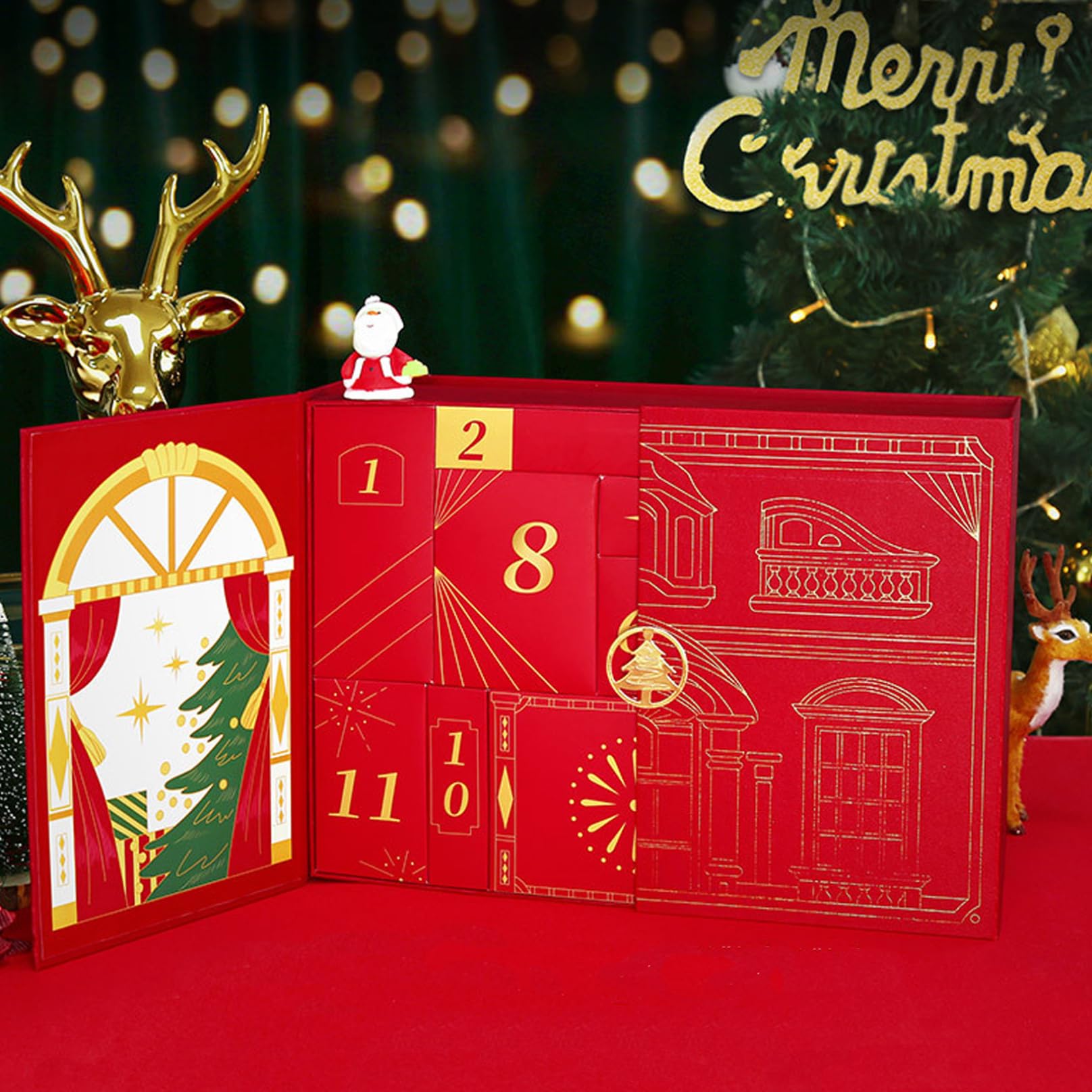 Calendario dell'Avvento vuoto da riempire con 12 scatole, calendario dell'Avvento fai da te, per bambini, famiglia, decorazioni natalizie