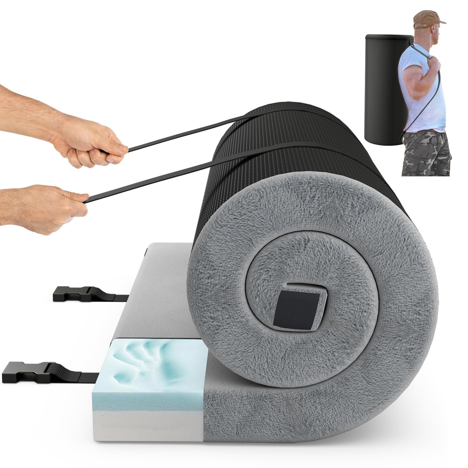 Matelas de voyage portable en mousse à mémoire avec face inférieure antidérapante