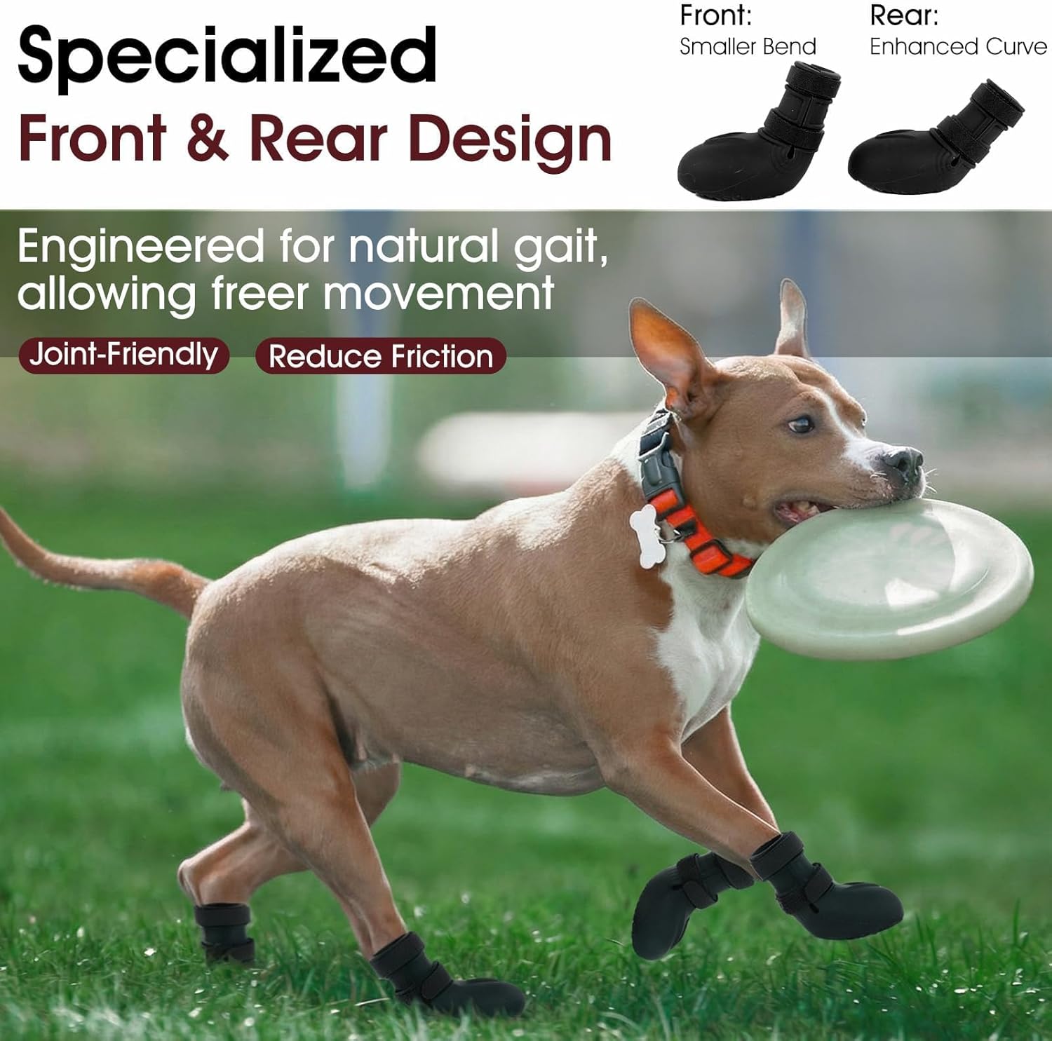 Waterproof Dog Boots, Rain Shoes for Small Medium Large Dogs, Non-Slip Dog Shoes with Differentiated Front & Rear Design, Paw Protectors for Rain Snow Mud Hot Pavement, Black 3XL