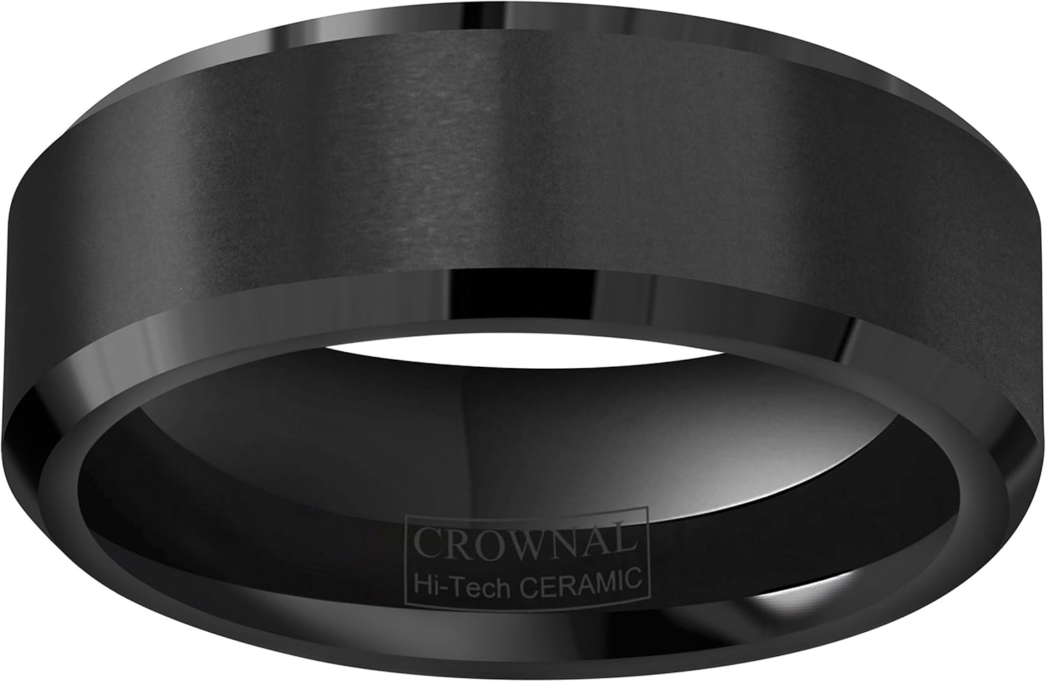 CROWNAL 4mm 6mm 8mm Black Ceramic Wedding Band Ring Men Women Couple Matte Finish Beveled Edges Comfort Fit Size 4 To 16 - Image 2