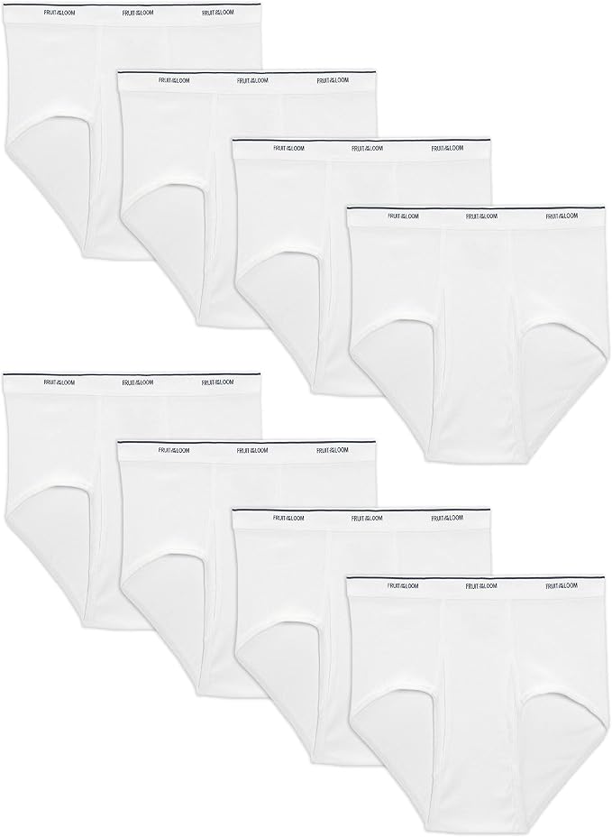 Fruit of the Loom mens Basic White Brief Multipack Underwear (pack of 8)