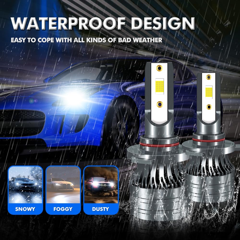 9012 LED Bombilla para Faros, KaiDengZhe 2024 2 PCS Actualización Más Reciente HIR2 LED Bombilla con 30 Chips LED 6000K Blanco 18000LM 600 % Más Brillante, Bombilla para Faros de Haz Alto y Bajo