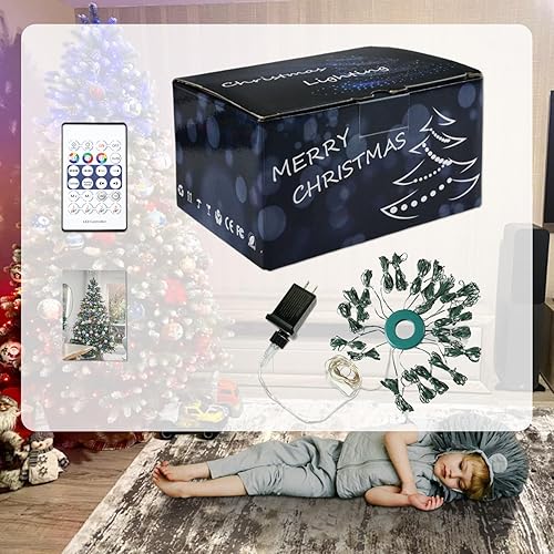 Miniatura 7 de Guirnalda de luces para árbol de Navidad con anillo inteligente, 400 luces LED en cascada IP65, impermeables, multimodos con cambio de color remoto