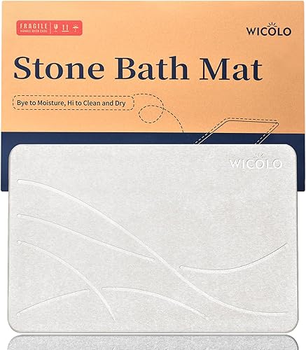 Miniatura 1 de WICOLO Tapete de baño de piedra tapete de ducha de tierra de diatomeas antideslizante elimina al instante el secado rápido tapete de baño natural