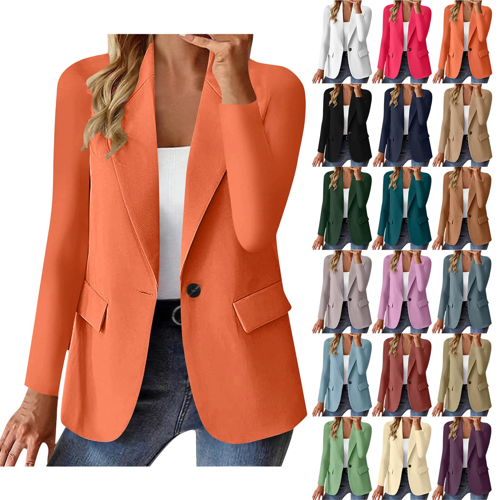 Aymnlox Womens Blazers for Work Casual Spring Fall Long Sleeve Open Front Business Work Office Dressy Suit Jackets