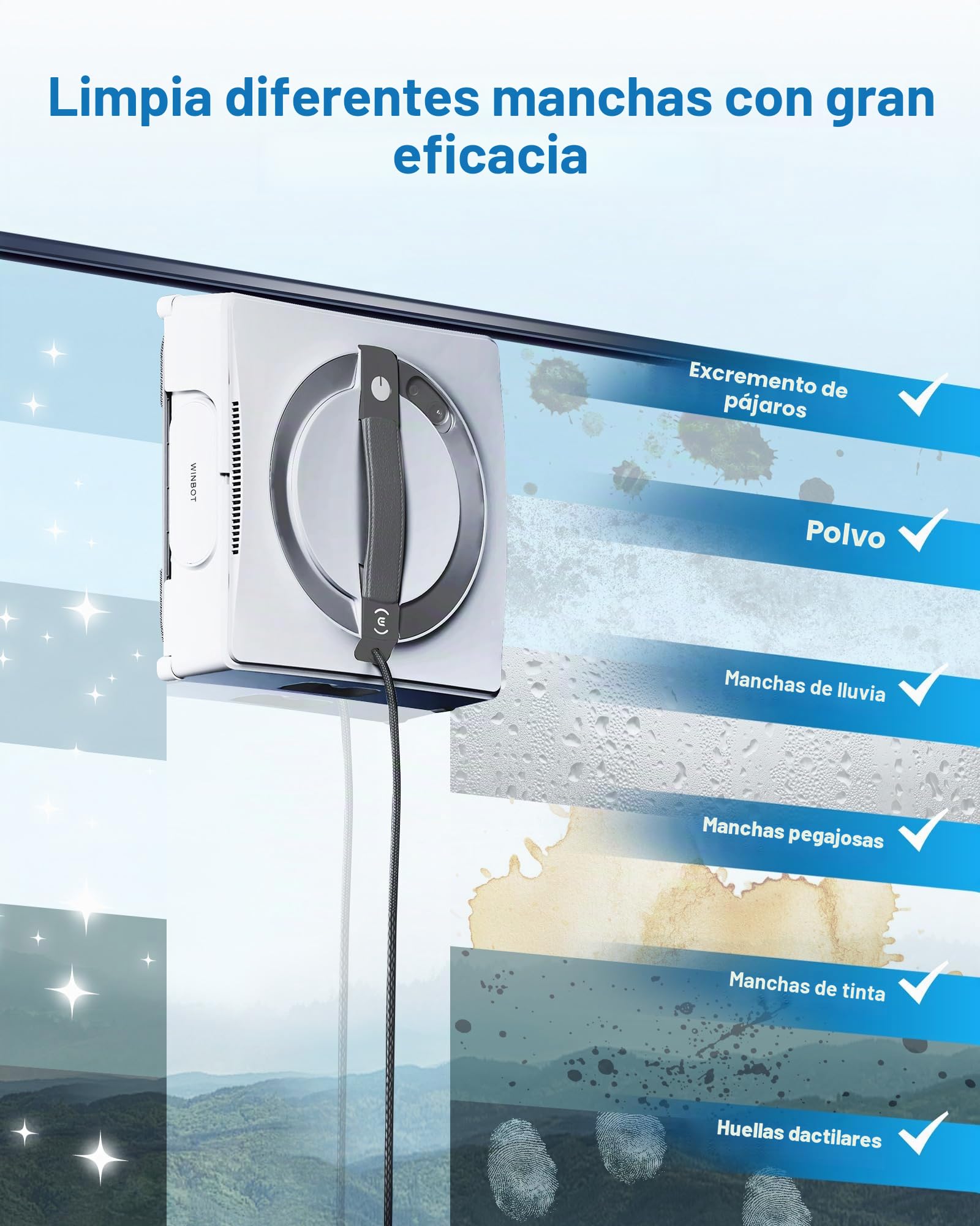 ECOVACS WINBOT W2 Omni Robot Limpiador de Ventanas con estación multifunción 6 en 1, batería integrada de 4500 mAh, Modo de Limpieza de Bordes, tecnología de pulverización de Gran Angular