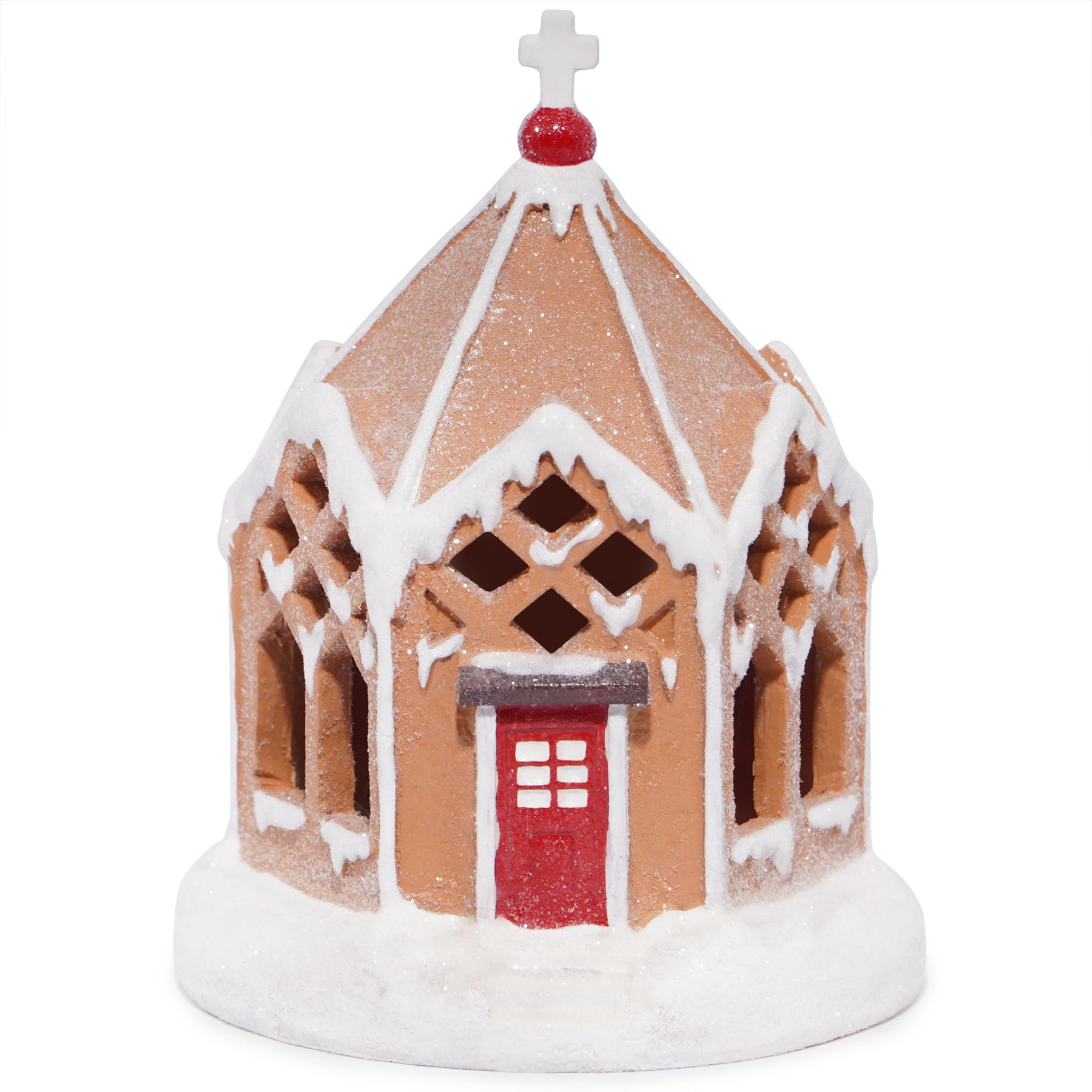 Hodao Christmas Decorations Gingerbread House Decor Figurine, Battery-Powered (2 AAA), 5.1