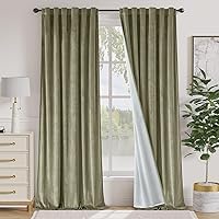 Vista 60 de Lazzzy - 2 paneles de cortinas opacas de terciopelo, con aislamiento térmico, con bolsillo para cortinero, para dormitorio, sala de estar