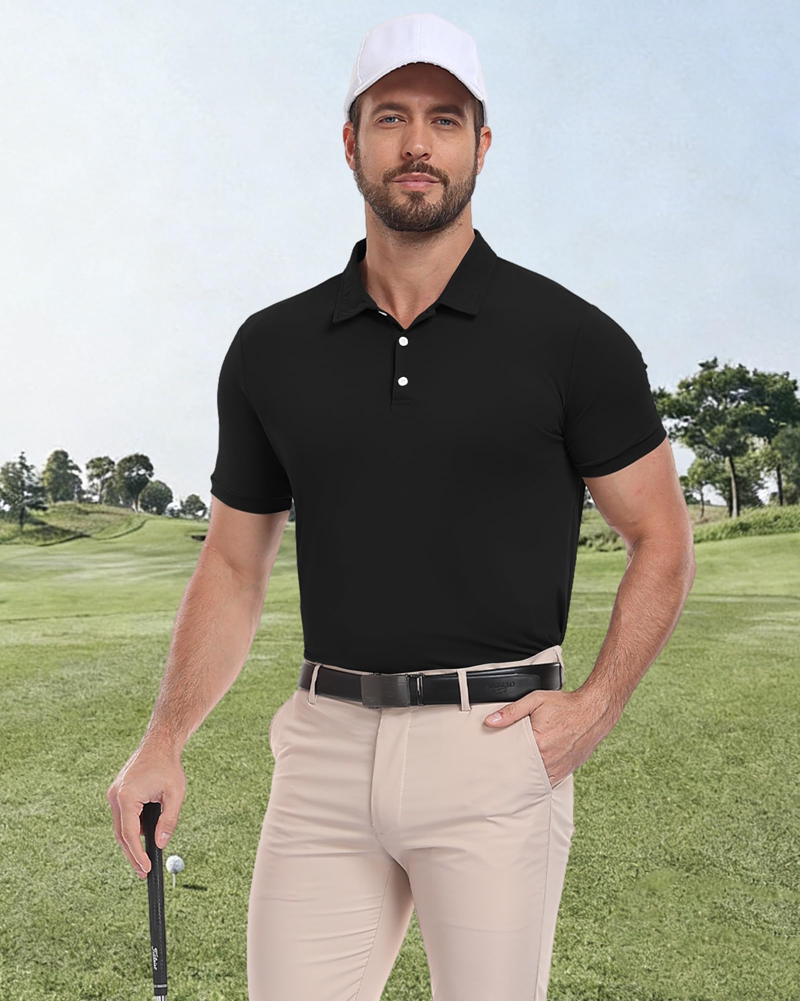 KUYIGO 3 Pack Mens Polo Shirts Short Sleeve Moisture Wicking Quick Dry Performance Summer Casual Athletic Golf Shirt - 4