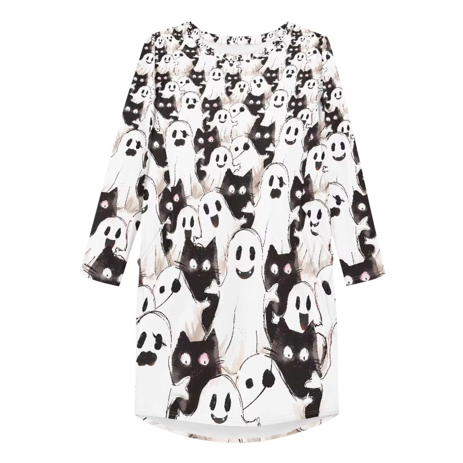 Nachthemden für Damen, Größe S-5XL, langärmelig, Schlafshirts, Halloween-Nachtkleid