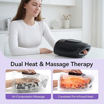 vrenmol Hand Massager: Pro-Grade Hand Massager with Heat and Compression Dual-Effect Massage Tools Rechargeable Wrist Massager Home Gift for Men Women
