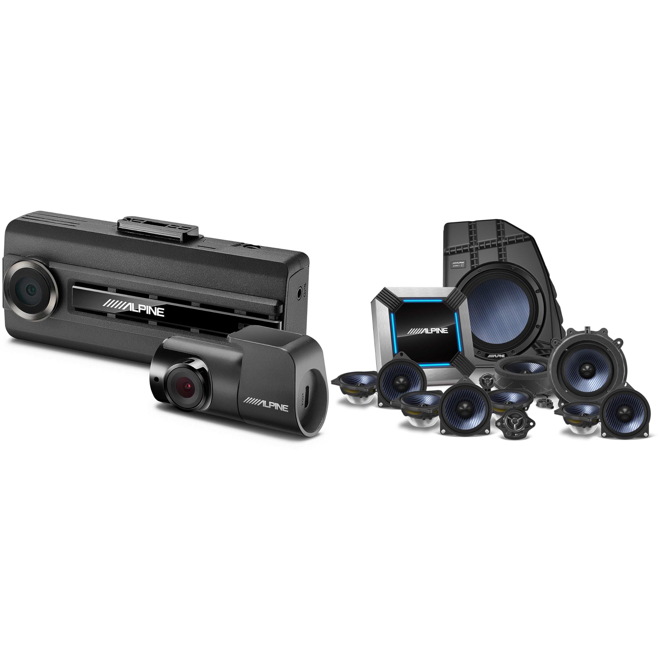 Alpine PSS-TSLA-22Y - 13-Speaker Complete Sound System Upgrade Compatible with 2022 Tesla Model Y DVR-C310R Dash Cam Bundle
