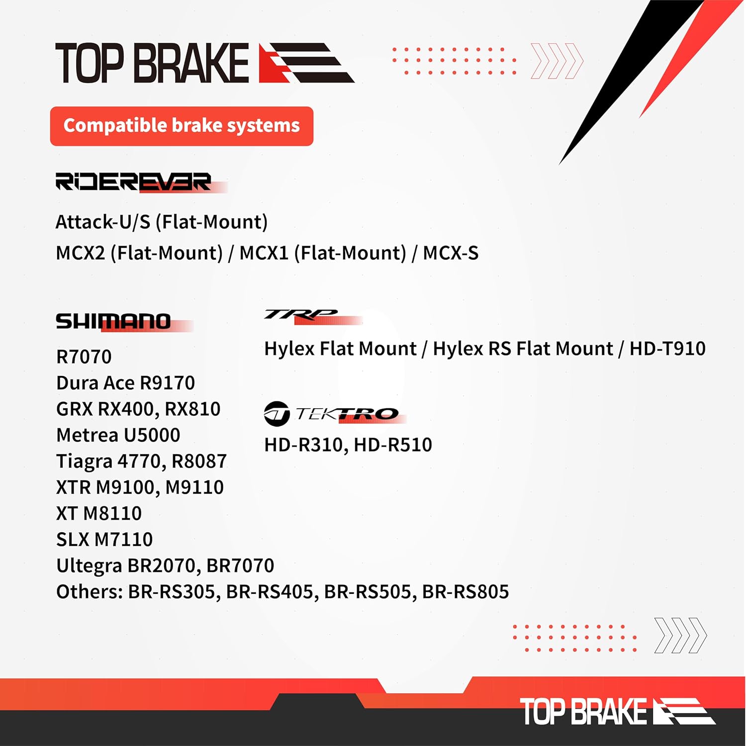 TOP BRAKE Disc Bike Brake Pads Compatible with Shimano XTR-M9100 RX400/810 Tektro HD-R310 510 TRP-Hylex