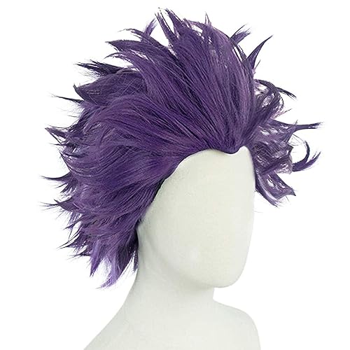 Miniatura 6 de JoneTing Pelucas sintéticas de pelo rojo pelucas cortas onduladas + pelucas cortas onduladas moradas para Halloween, peluca morada, anime cosplay