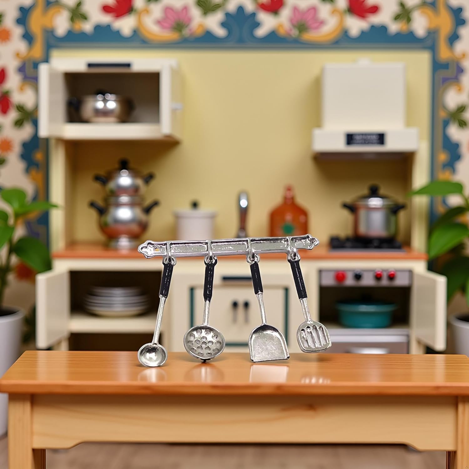2 Set Silver 1/12 Miniature Kitchen Utensils Dollhouse Decoration Accessories, Miniature Dollhouse Accessories Kitchen Set (2x1.6 inch) - Image 3