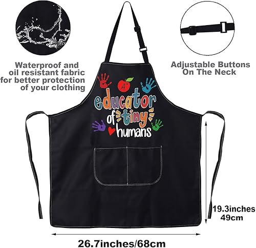 Miniatura 2 de Delantal para profesores de jardín de infantes, delantal para profesores de preescolar con bolsillos, educador de pequeños humanos, regalos para