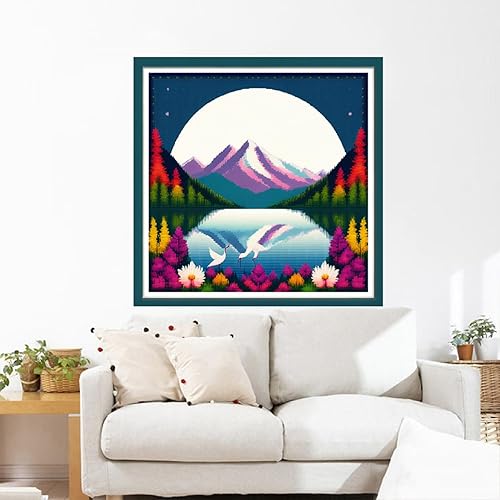 Miniatura 81 de Joyhoor Kits de punto de cruz para principiantes, suministros de punto de cruz estampados, kits de bordado de costura preimpresión para adultos