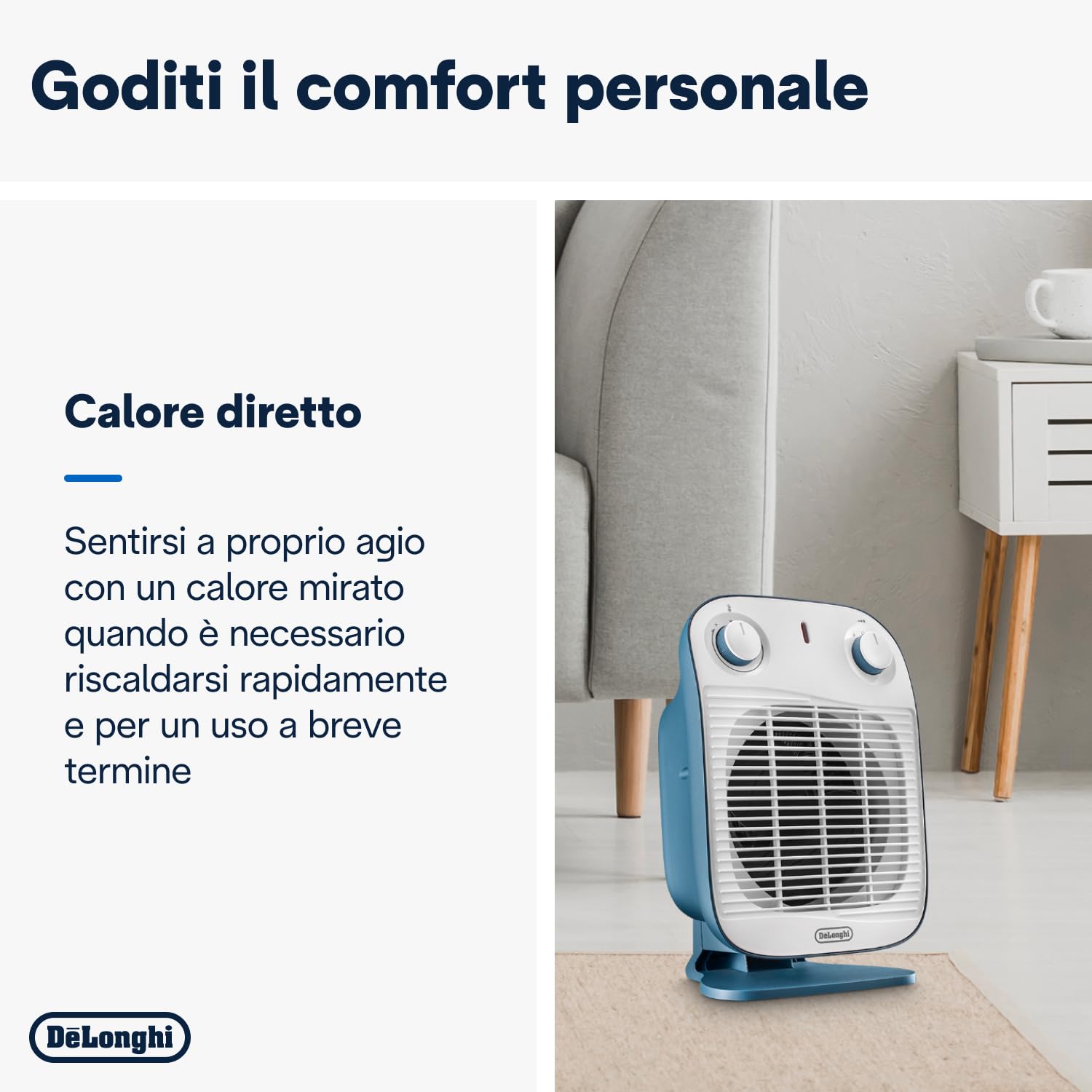 Termoventilatore De'Longhi HFS50A20 - Silenzioso, 2 Livelli Potenza, Protezione Antigelo E Antigoccia - Foto 2