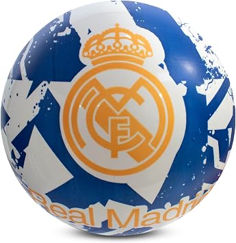 Hy-Pro Officially Licensed Real Madrid CF Play Ball, 9 Inch, Flyaway, Real Madrid Merchandise, Great Football Gift Idea, Ideal For Kids, Soft Ball, Indoor & Outdoor