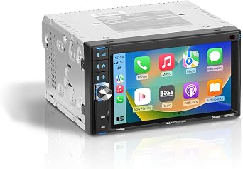 BOSS Audio Systems BCP62 Car Stereo - Apple CarPlay، Double Din، 6.2 Inch Capacitive Touchscreen، Bluetooth، No CD DVD Player، AM / FM Radio Receiver، USB