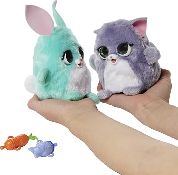 FurReal Fuzzalots Kitty and Bunny Color Change Interactive Feeding Toy, Lights and Sounds, Ages 4 and Up