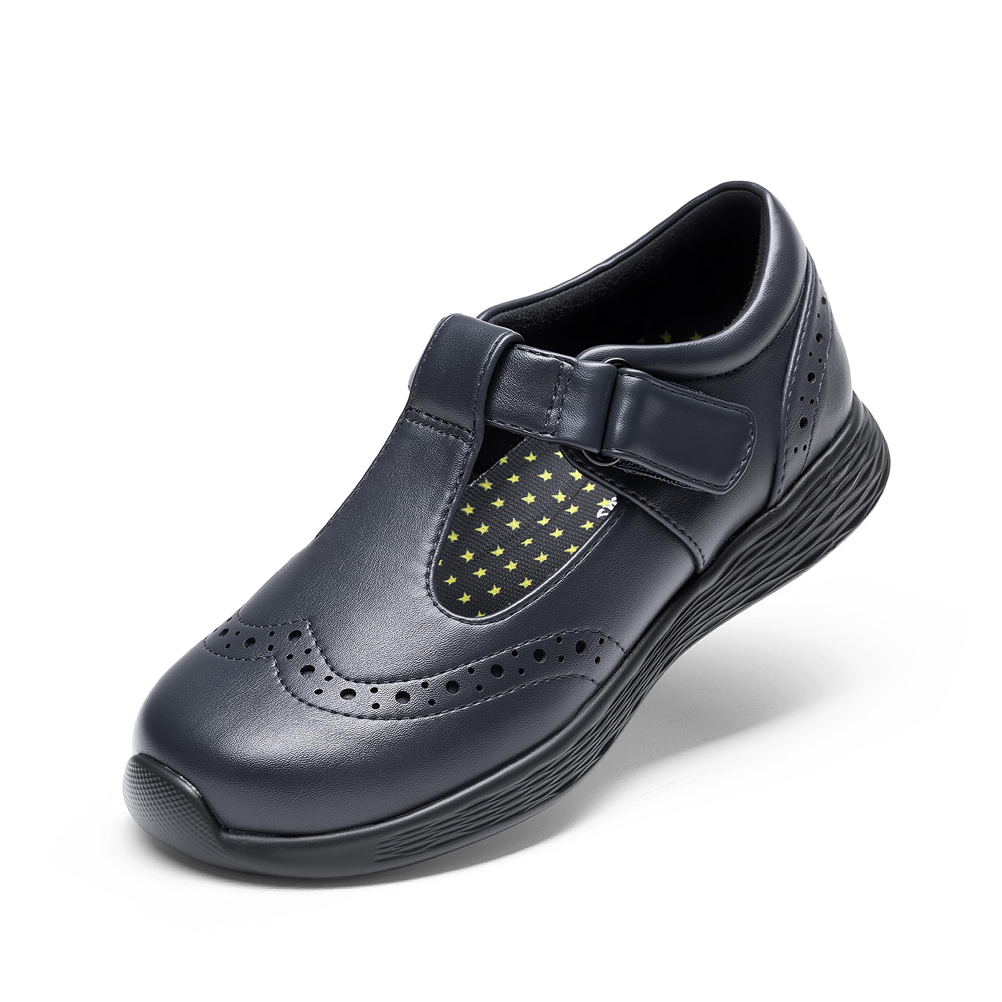 DREAM PAIRS Dziewczęce Mary Jane płaskie buty do mundurka szkolnego z paskiem w kształcie litery T lekkie buty z zamkniętymi palcami