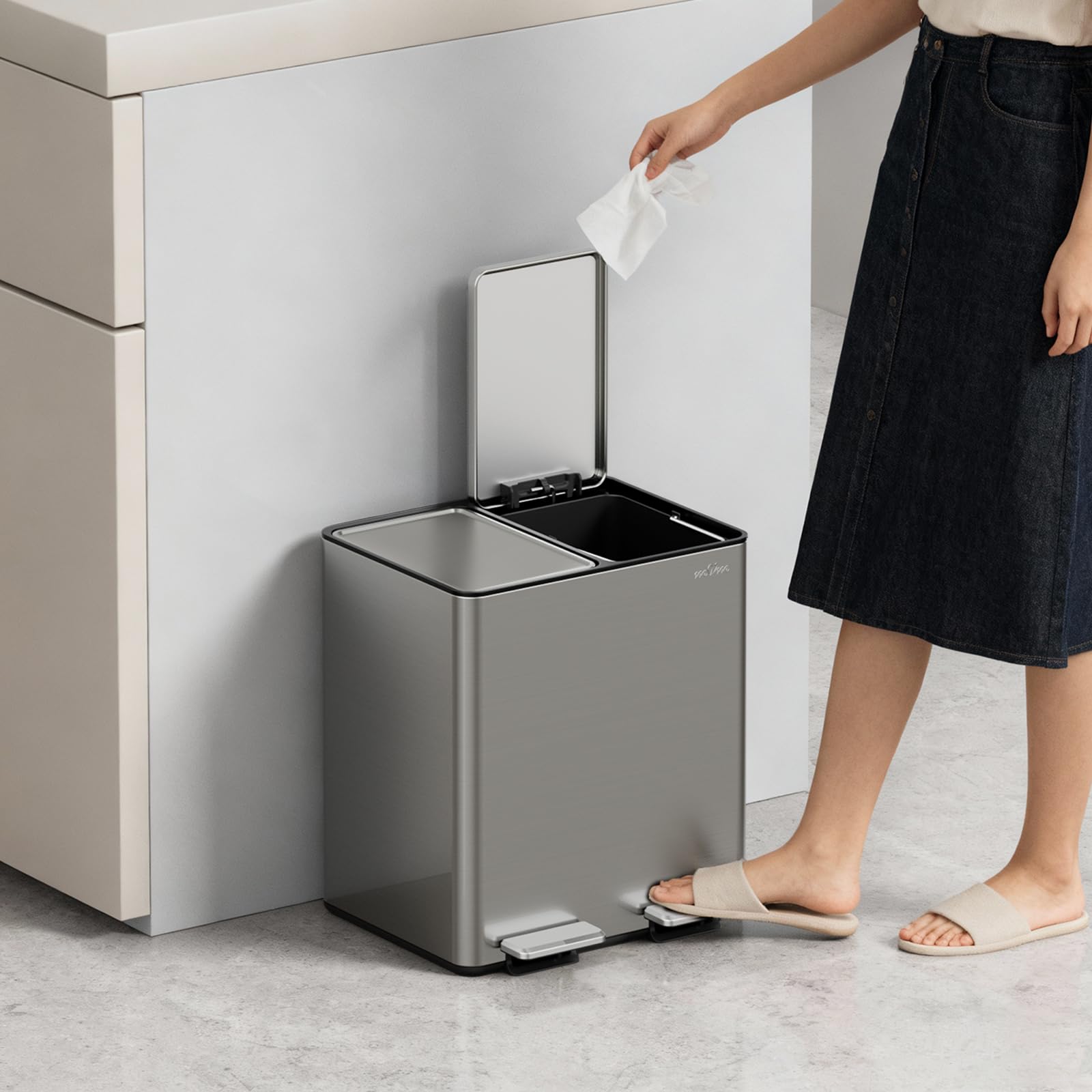 Amazon.co.jp: mVm Trash Can, 7.9 gal (30 L), Horizontal Type, 2