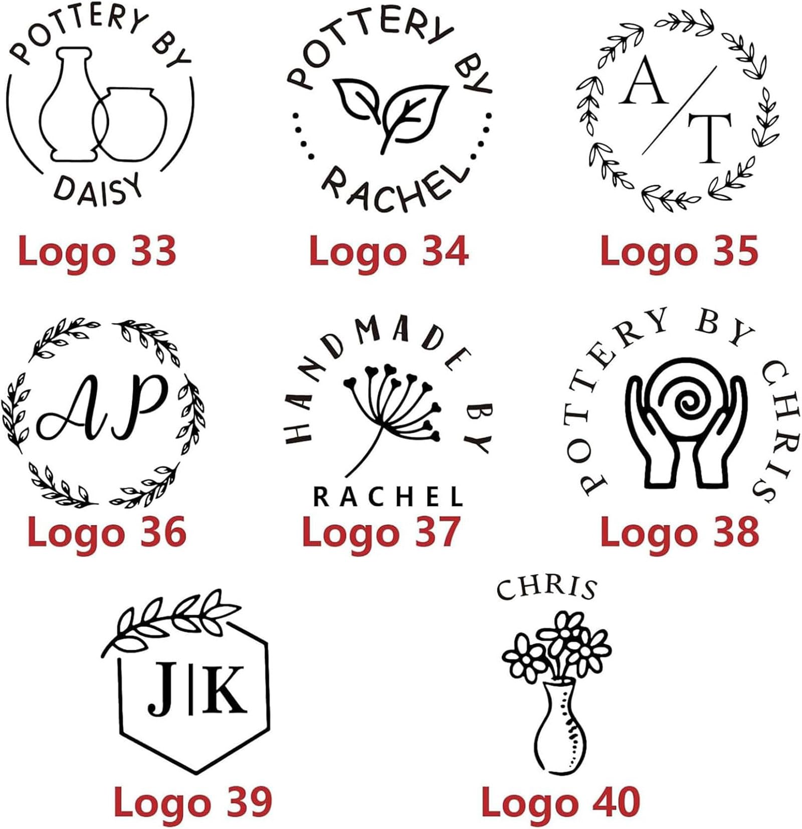 esmen Keramikstempel Signatur-Keramikstempel, individueller Tonstempel, individueller Tonstempel mit Text oder Muster, Tonstempelform für Keramik Individueller Stempel
