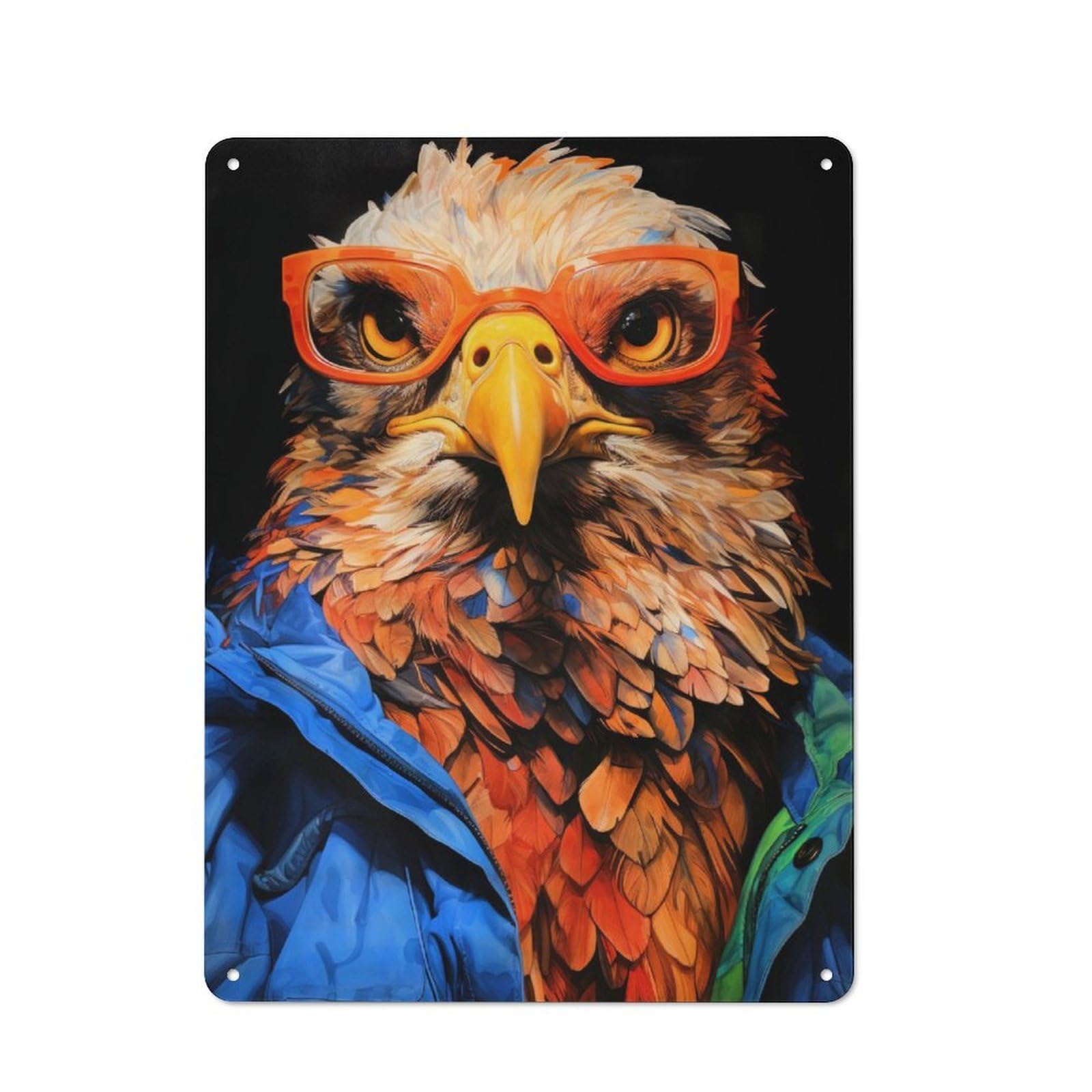 Animal Eagle Decorative Metal Sign 40x30cm, Creative Studio Wall Plaque for Hobby Room, Office, Lounge Or Living Room