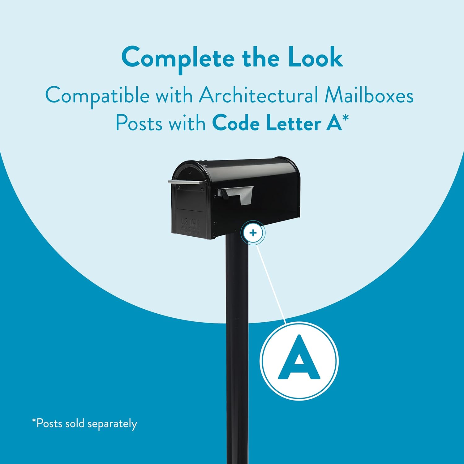 Architectural Mailboxes Franklin Post Mount Mailbox, Black with Silver Accents, FM110BEC