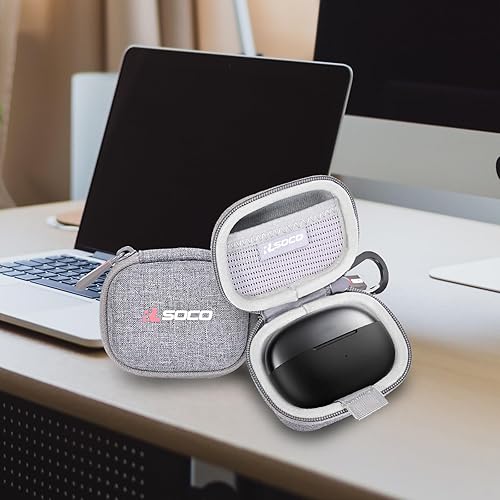 Vista 21 de RLSOCO Funda rígida para SHOKZ OpenFit 2/OpenFit 2+/OpenFit Air/OpenFit Auriculares de oreja abierta True Wireless Bluetooth (gris)