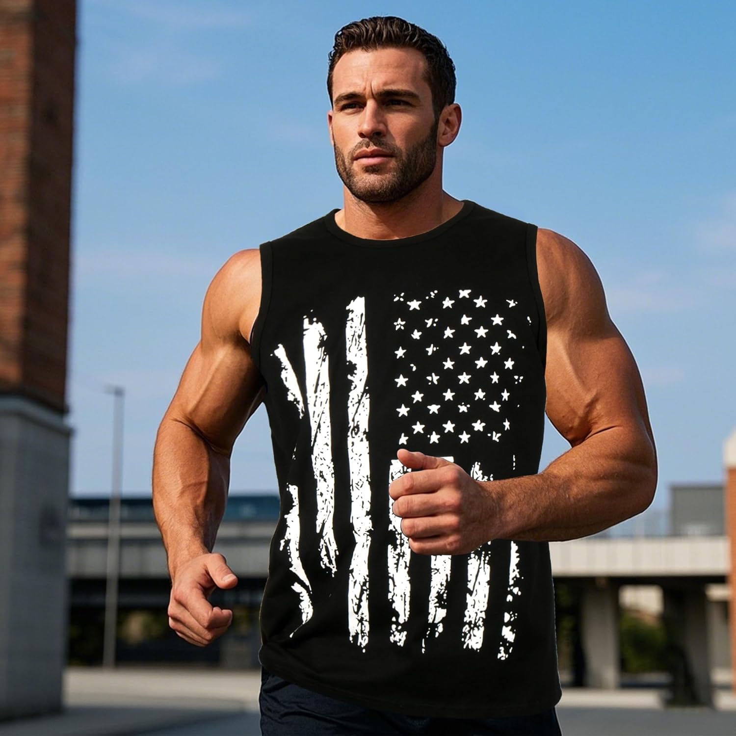Mens American Flag Tank Tops 4th of July Shirt for Mens USA Flag Clothes 1776 Sleeveless Shirts Patriotic Tee Tops - Image 3