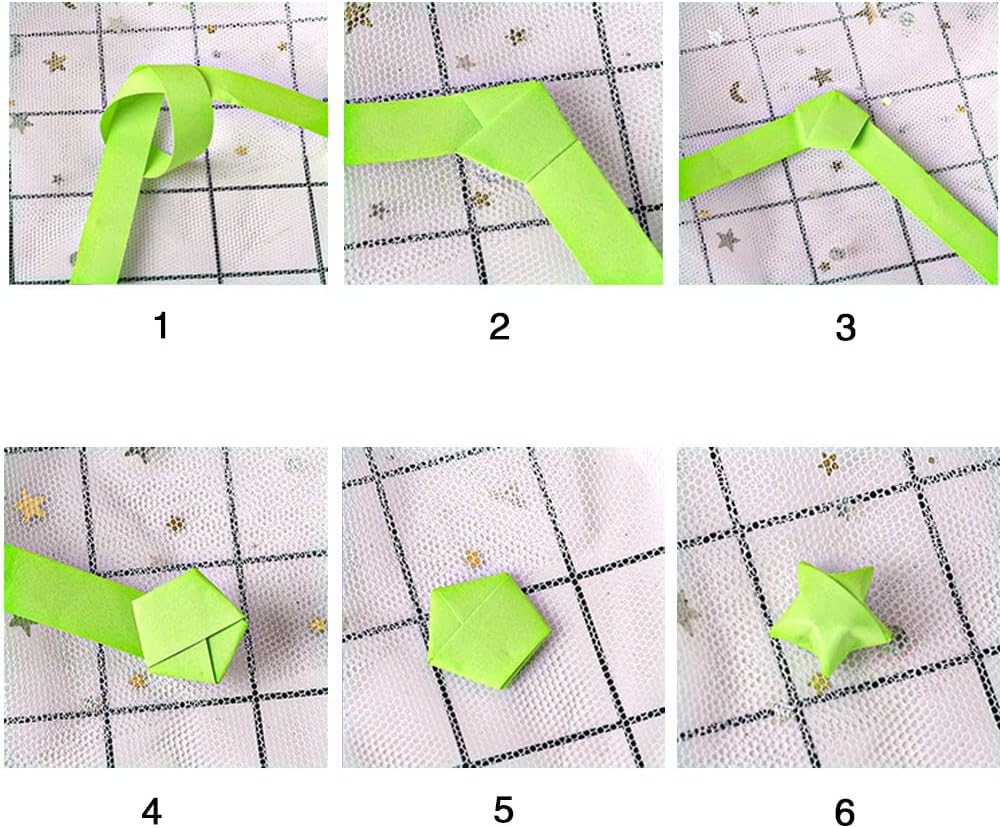 Origami Star Paper Strips, Handmade DIY Lucky Star Origami, Star Pattern