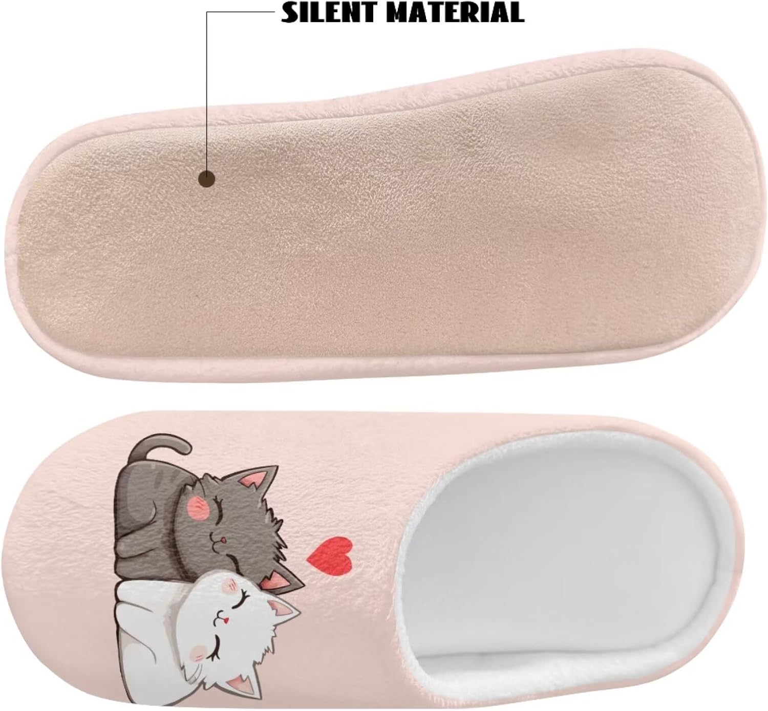 UNICEU Cat Print 3 Pairs House Slippers for Women Washable Comfortable Closed Toe Spa Slippers for Hotel Home Wedding