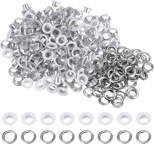 Miniatura 46 de HARFINGTON Juego de 200 ojales redondos de color de 0.394 pulgadas, ojales metálicos con arandelas para álbumes de recortes, zapatos, ropa, lona