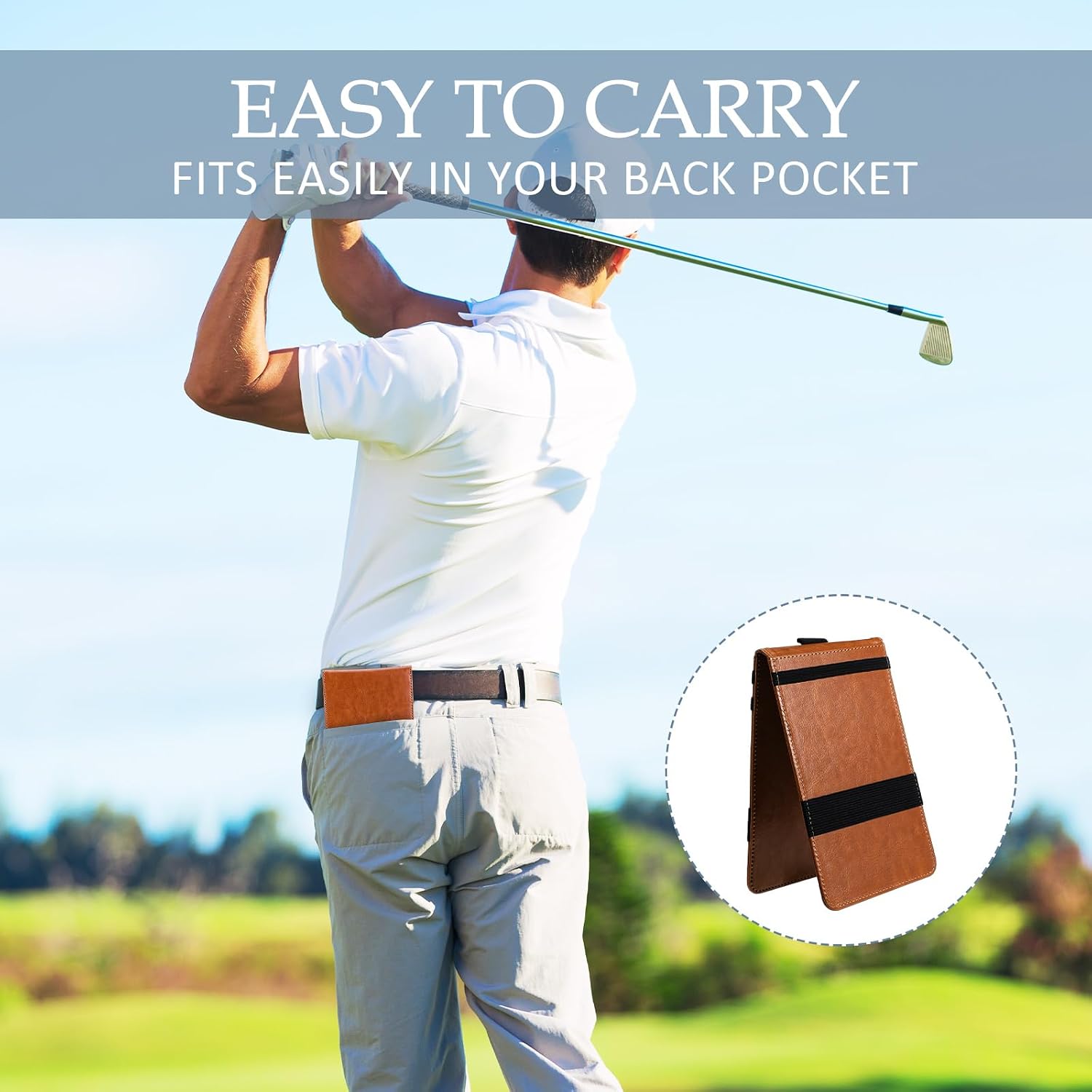 Honoson 4 Pcs Golf Scorecard Holder PU Leather Golf Yardage Book Cover Scorecard Book Score Cards Holder Protector Gift Accessories, 4.3 x 7 Inches