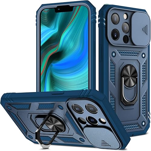 Miniatura 8 de Funda para iPhone 13 PRO, Funda de teléfono con soporte de anillo de rotación para Apple iPhone 13 PRO - Negro